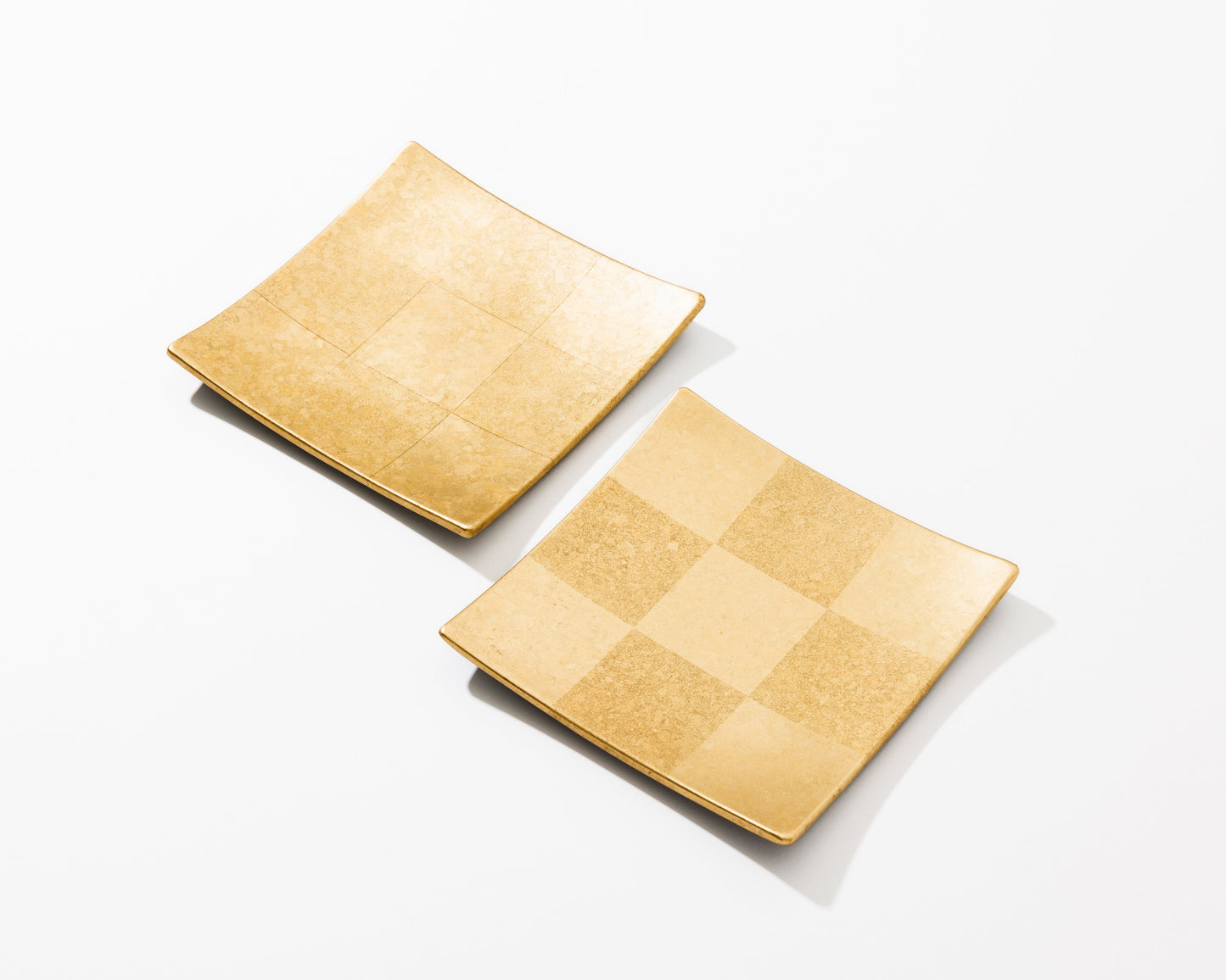 Ichimatsu square plate set of 2 (S/Gold)