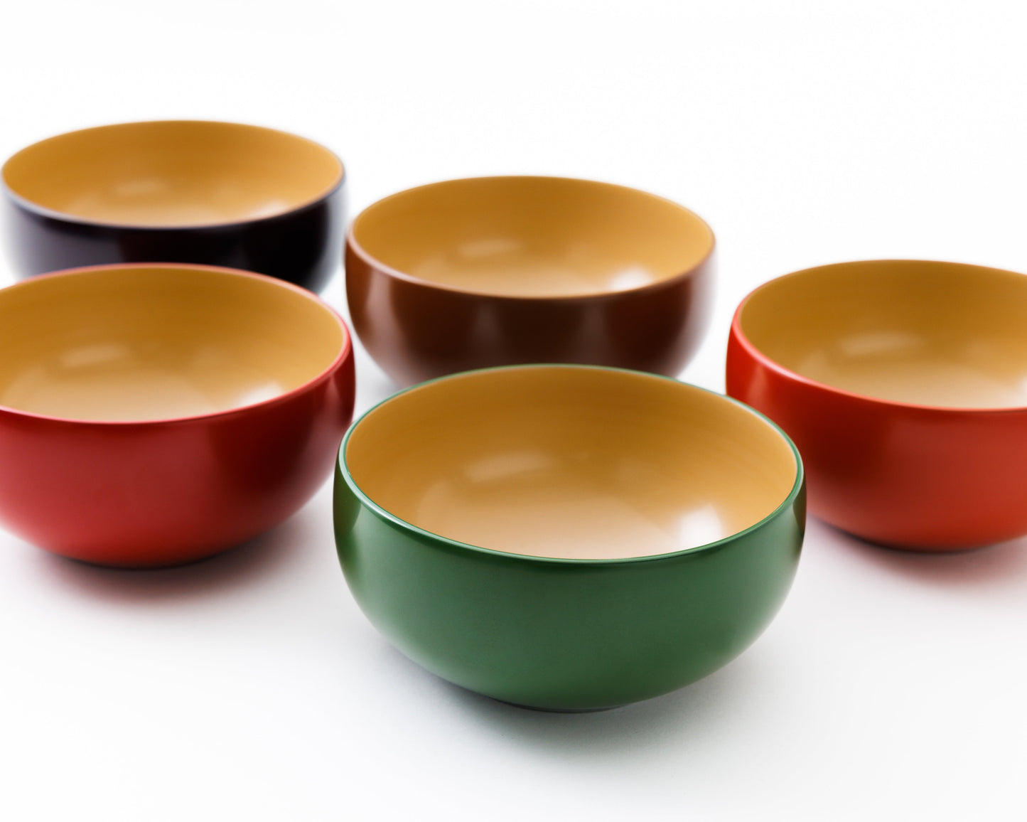 Five-colored bowl (white inside green)